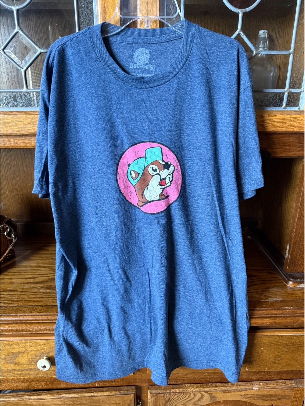 Buc-ee’s Will Travel 4 Buc-ee’s Blue Tee Large Beaver Logo